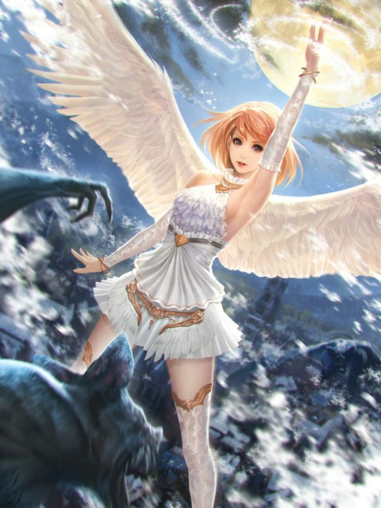 angel, Fantasy, Girl, Sky, Wings HD Wallpaper Desktop Background