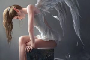 angel, Girl, Wings, Fantasy, Alone, Light