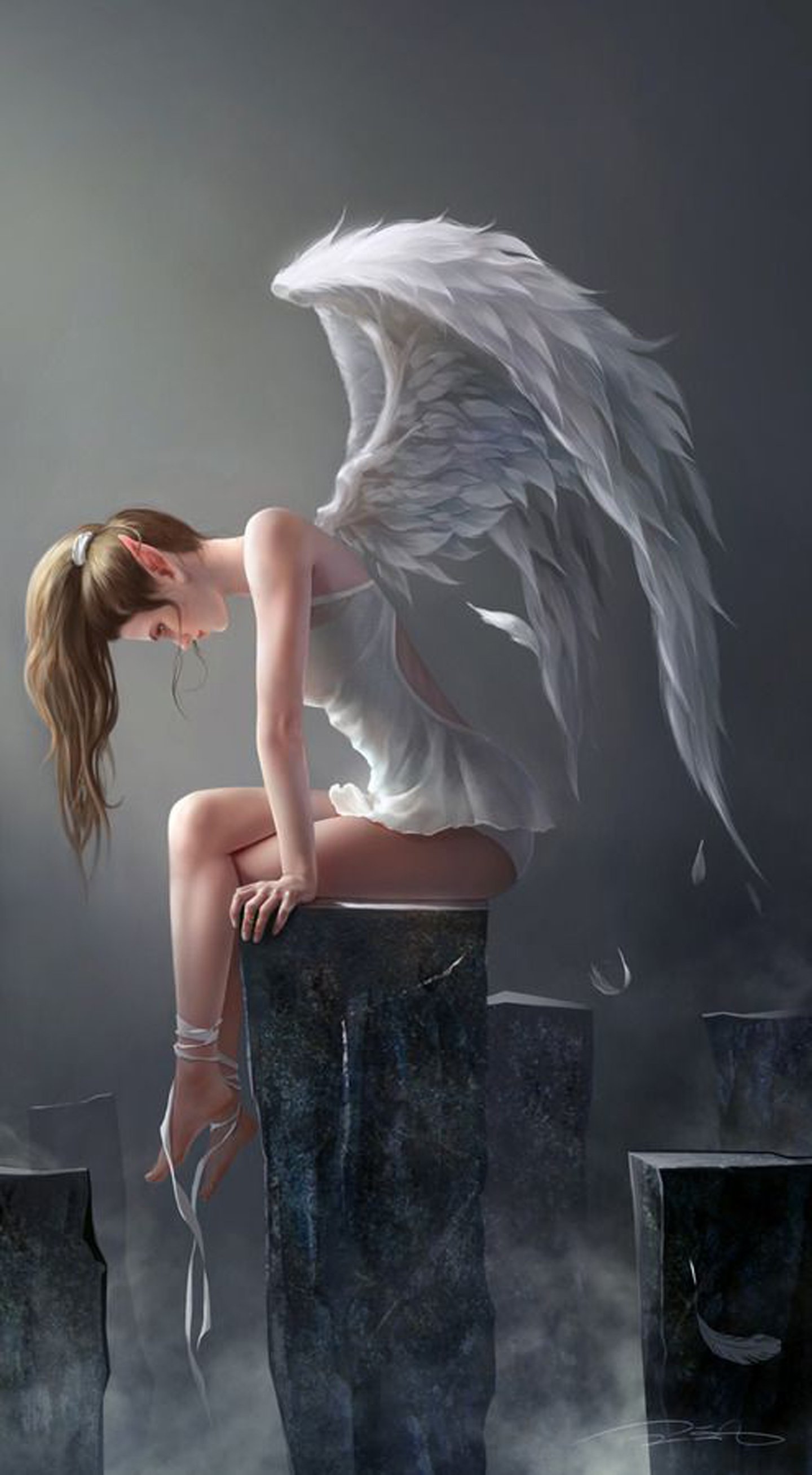 angel, Girl, Wings, Fantasy, Alone, Light Wallpaper