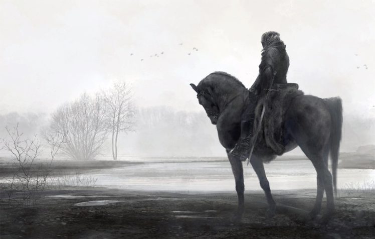 fantasy, Horse, Fog, Male, Tree HD Wallpaper Desktop Background