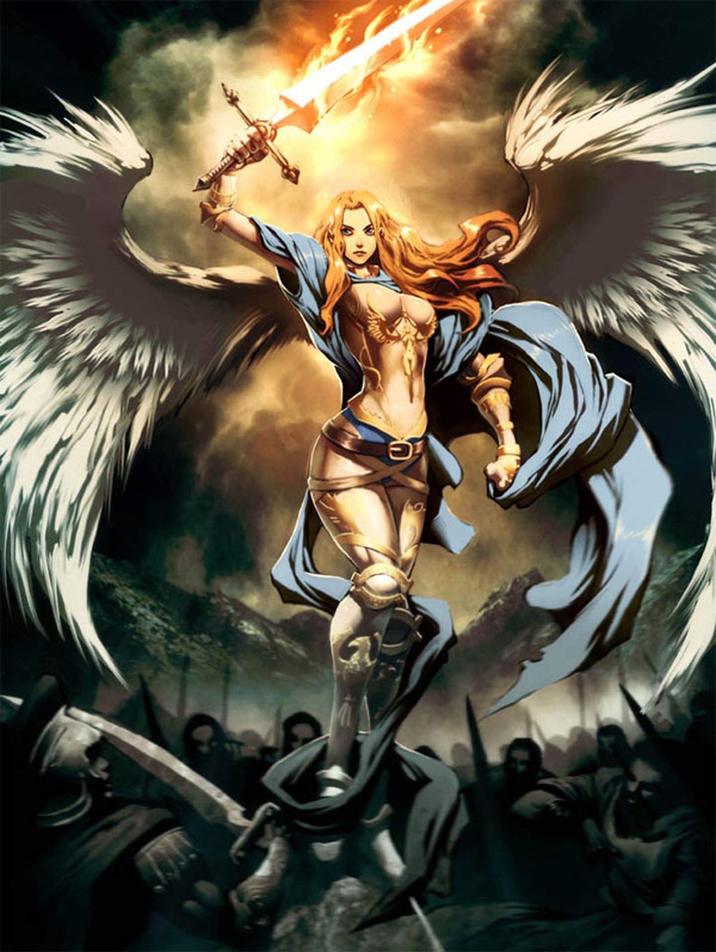 angel, Fantasy, Wings, War, Sword Wallpaper