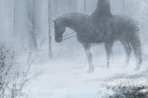 winter, Snow, Tree, Forest, Fantasy, Horse, Animal, Male, Sword