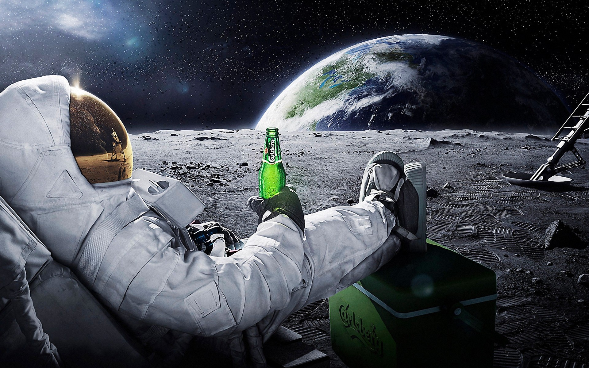 beers, Outer, Space, Earth, Astronauts, Relaxing, Carlsberg, Moon, Landing Wallpapers...
