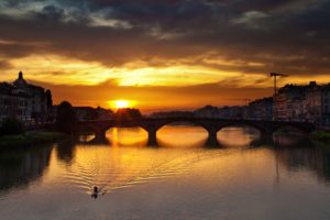 sunset, Cityscapes, Florence, Rivers