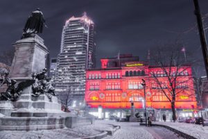 building, Canada, Montreal, Quebec, Night, Light, Cities, Monument