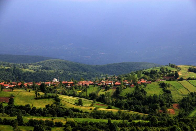 village, Green, Forest, Mountain, Sky, Houses, Bursa, Turkey HD Wallpaper Desktop Background