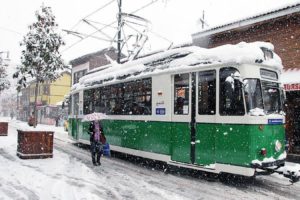 bursa, Turkey, Beautiful, Winter, Snow, Landscape, Umbrella, Girl, Tramvay
