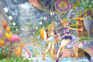 girls, Animal, Cat, Kyouya, Kakehi, Original, Umbrella, Water