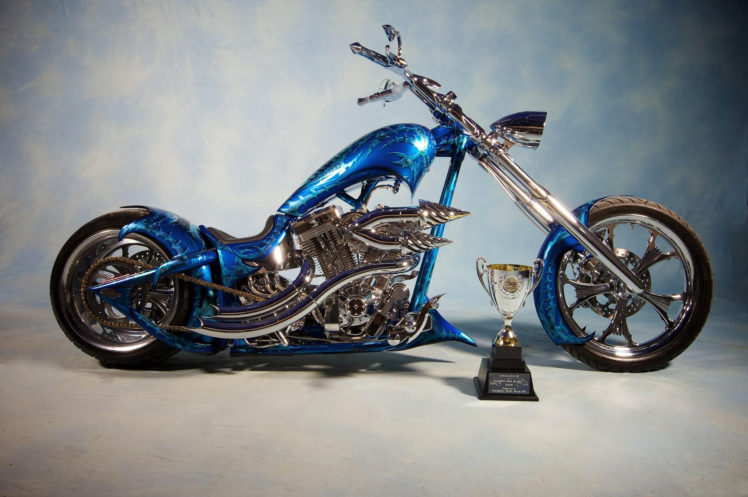 blue, Bike, Chopper, Airbrushing, Design, Tuning, Sled, Custom HD Wallpaper Desktop Background
