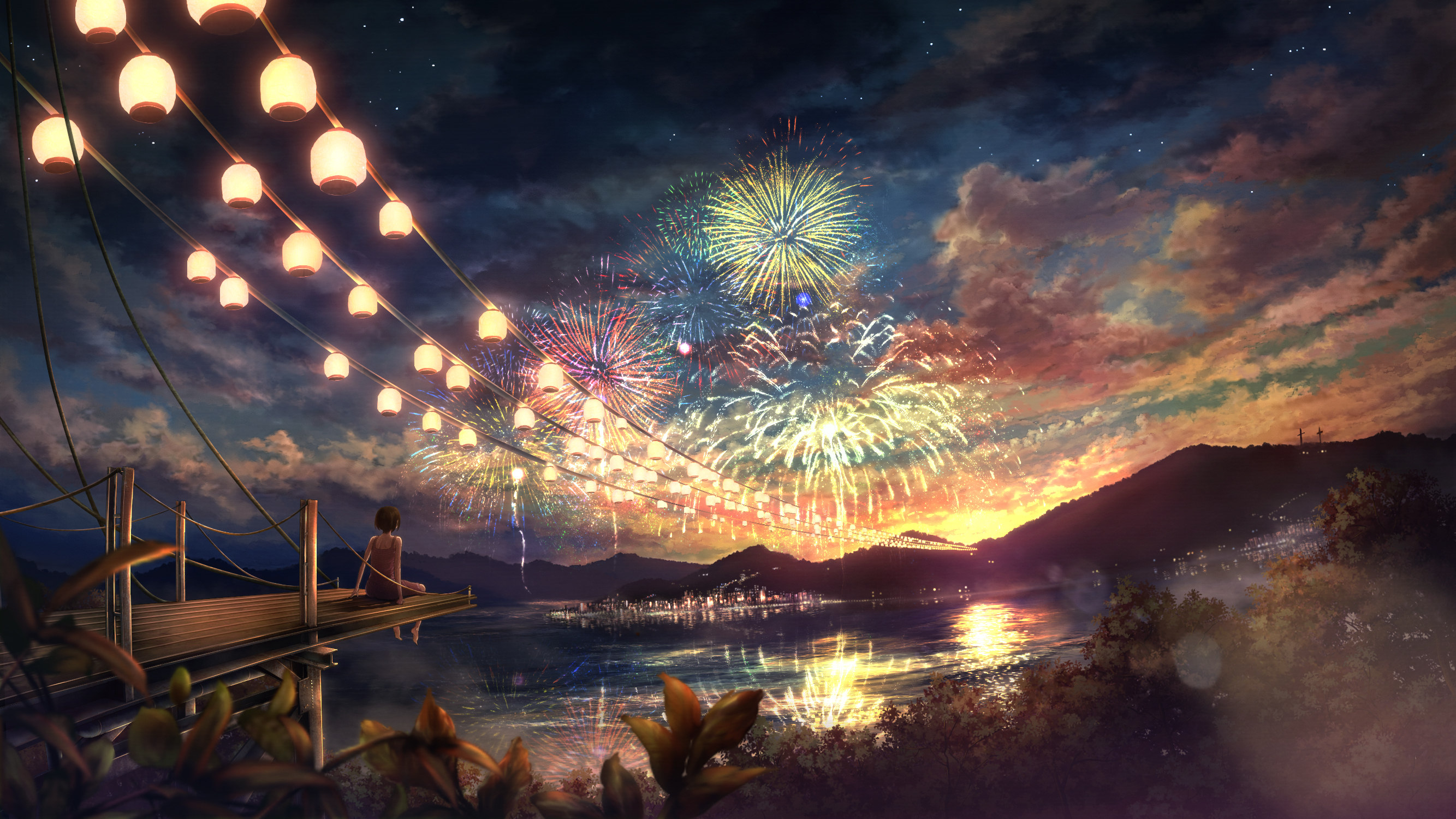 fireworks, Ixaga, Landscape, Original, Scenic Wallpaper