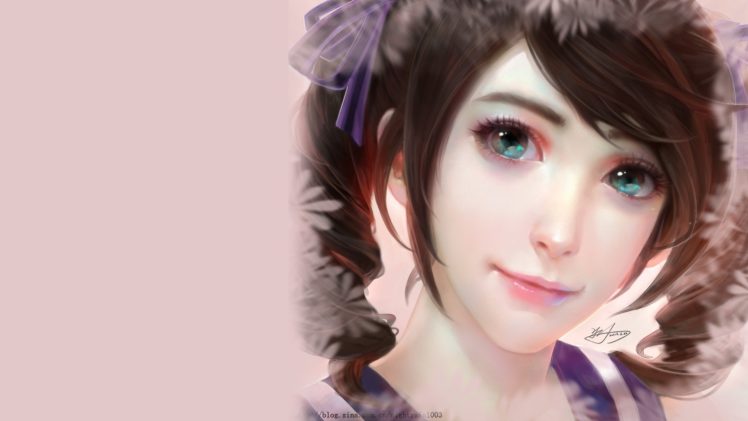 drawn, Fantasy, Painted, Girls, Japanese, Woman, With, Big, Eyes HD Wallpaper Desktop Background