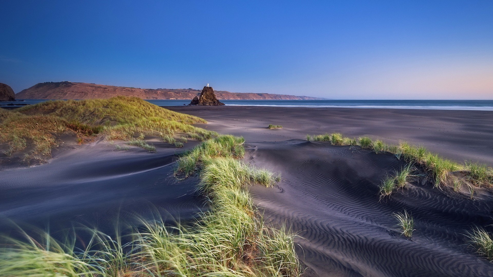 beaches, Grass, Sand, Ocean, Sea, Landscapes, Coast, Shore, Sky Wallpaper