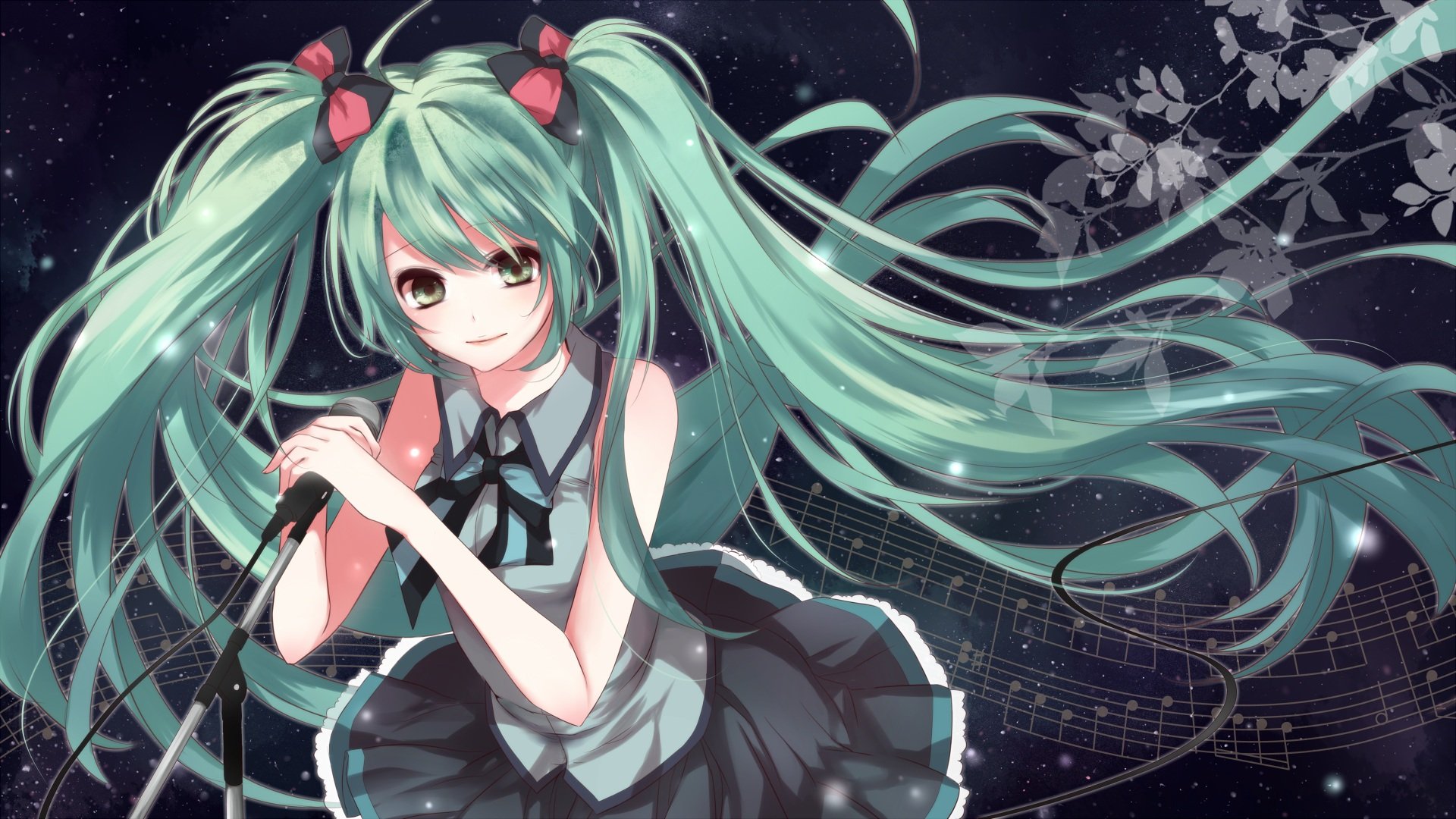 hatsune, Miku, Vocaloid, Anime, Girl, Music, Megurine, Luka, Video, Game, Beauty, Beautiful, Lovely, Sweet, Cute, Humanoid, Green, Hair, Tail, Long, Character Wallpaper