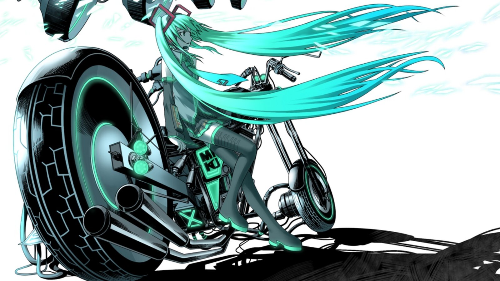 Хатсуне Мику на мотоцикле