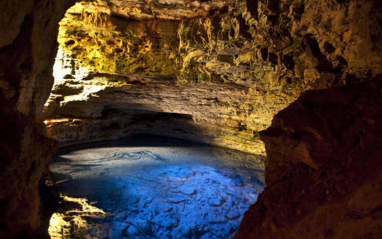 cave, Water, Landscapes, Pool, Light, Rock, Stone, Under HD Wallpaper Desktop Background