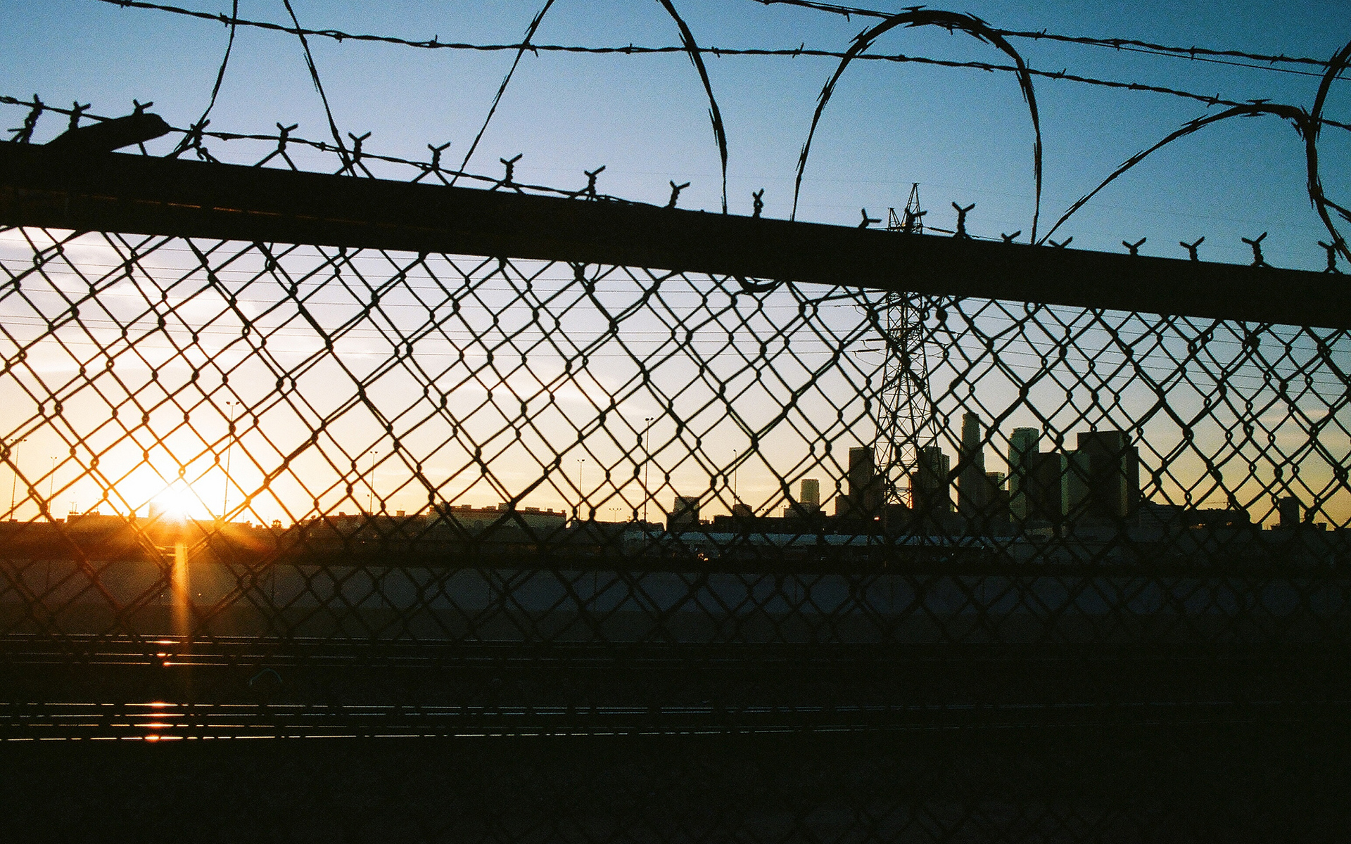 los, Angeles, La, Buildings, Skyscrapers, Fence, Sunset, Barb, Wire, Urban, Cities, Sky Wallpaper