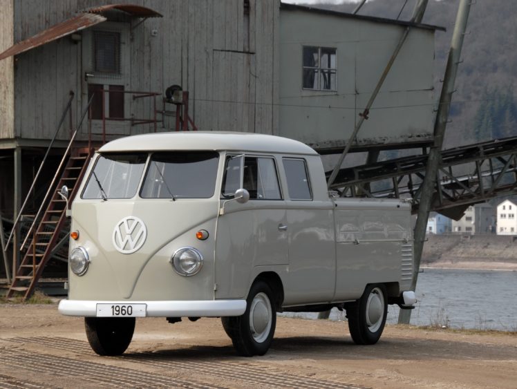 1960, Volkswagen, T 1, Doppelkabine, Pickup, Classic HD Wallpaper Desktop Background