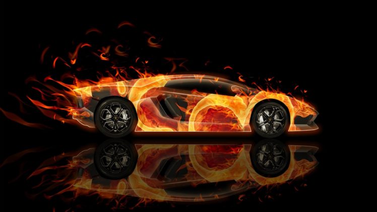 lamborghini, Aventador, Fire HD Wallpaper Desktop Background