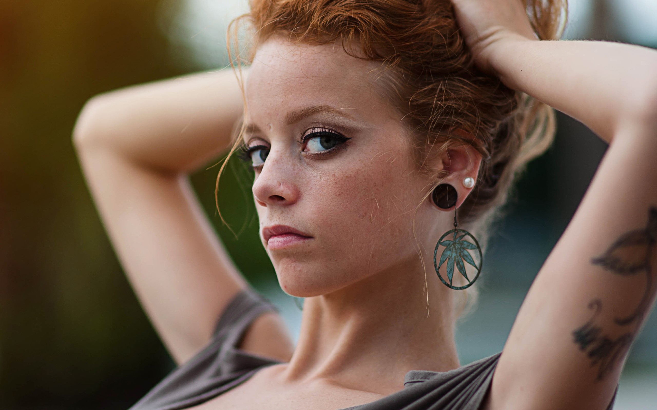 redhead, Face, Tattoos, Piercings, Mood, Jewelry, Marijuana, Weed