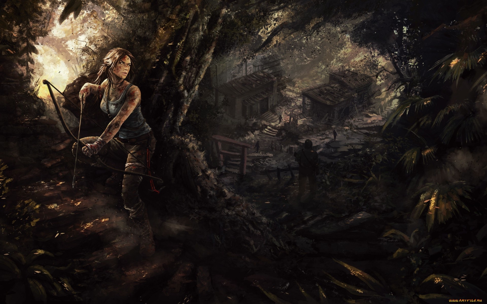 tomb, Raider, 2013, Art, Lara, Croft, Forest, Jungle Wallpaper