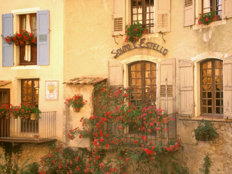 france, Buildings, Houses, Windows, Flowers HD Wallpaper Desktop Background