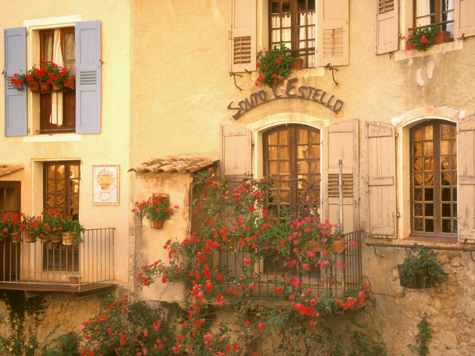 france, Buildings, Houses, Windows, Flowers Wallpaper