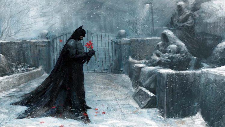 batman, Artwork, Winter, Snow, Cemetery HD Wallpaper Desktop Background
