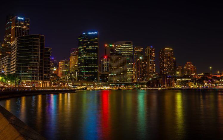 australia, Skyscraper, River, Sydney, Night, Cities HD Wallpaper Desktop Background