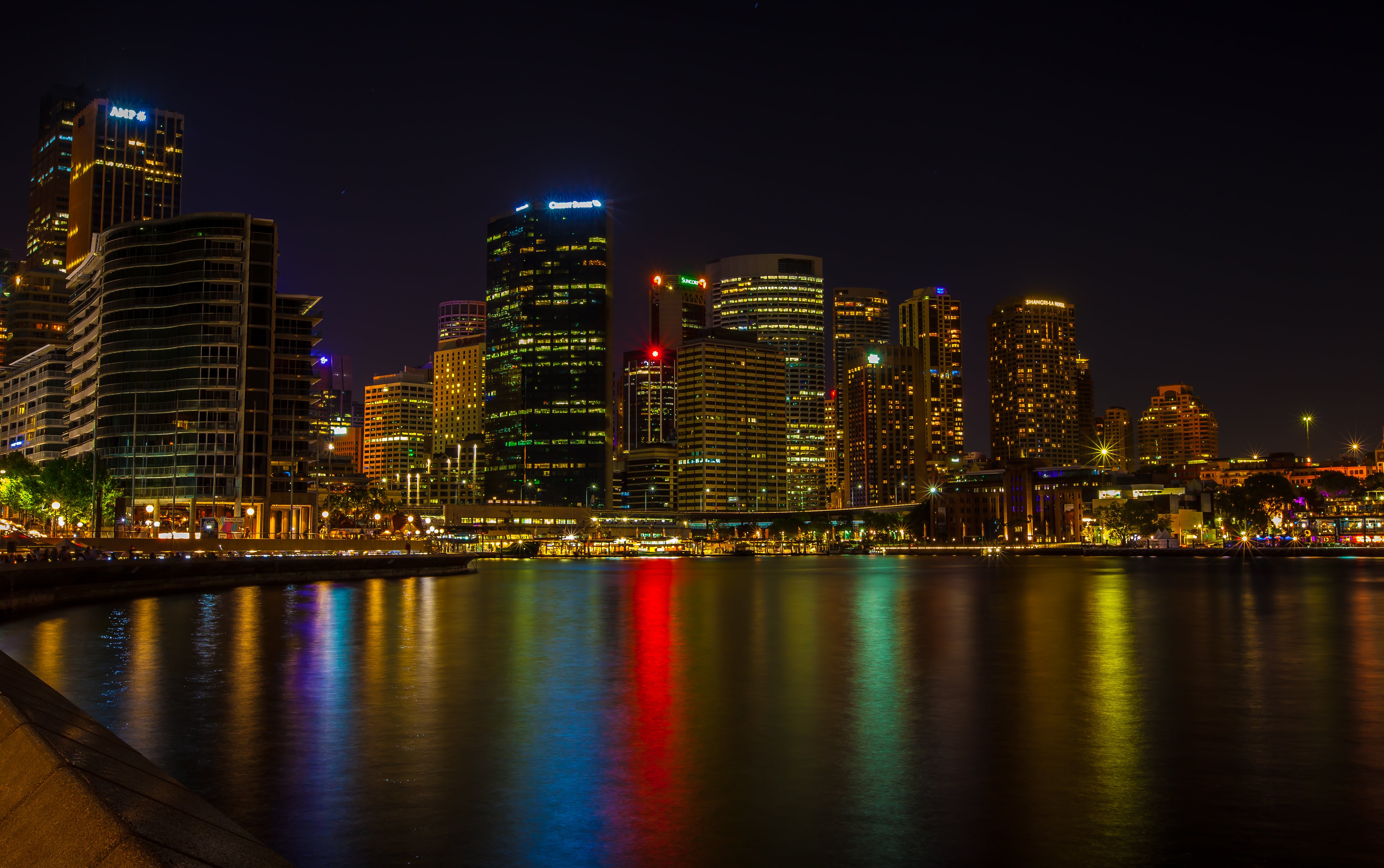 australia, Skyscraper, River, Sydney, Night, Cities Wallpaper