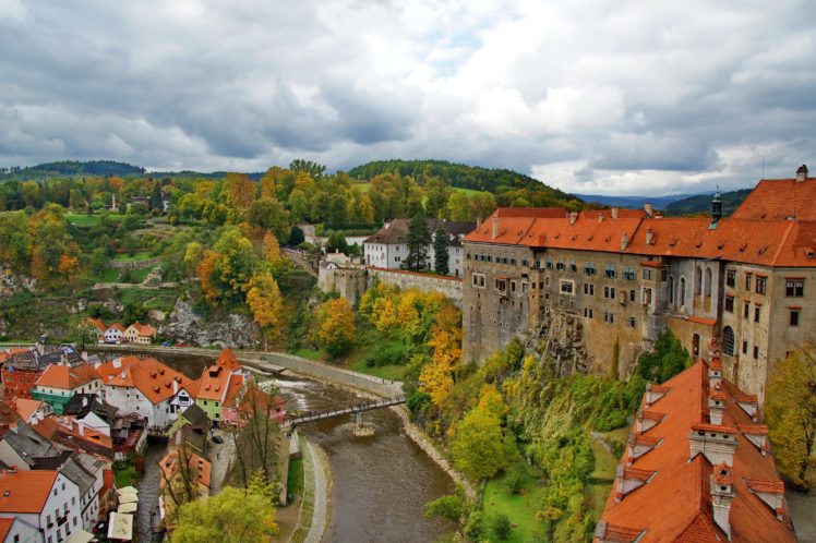 czech, Republic, Houses, River, Cities, Autumn HD Wallpaper Desktop Background
