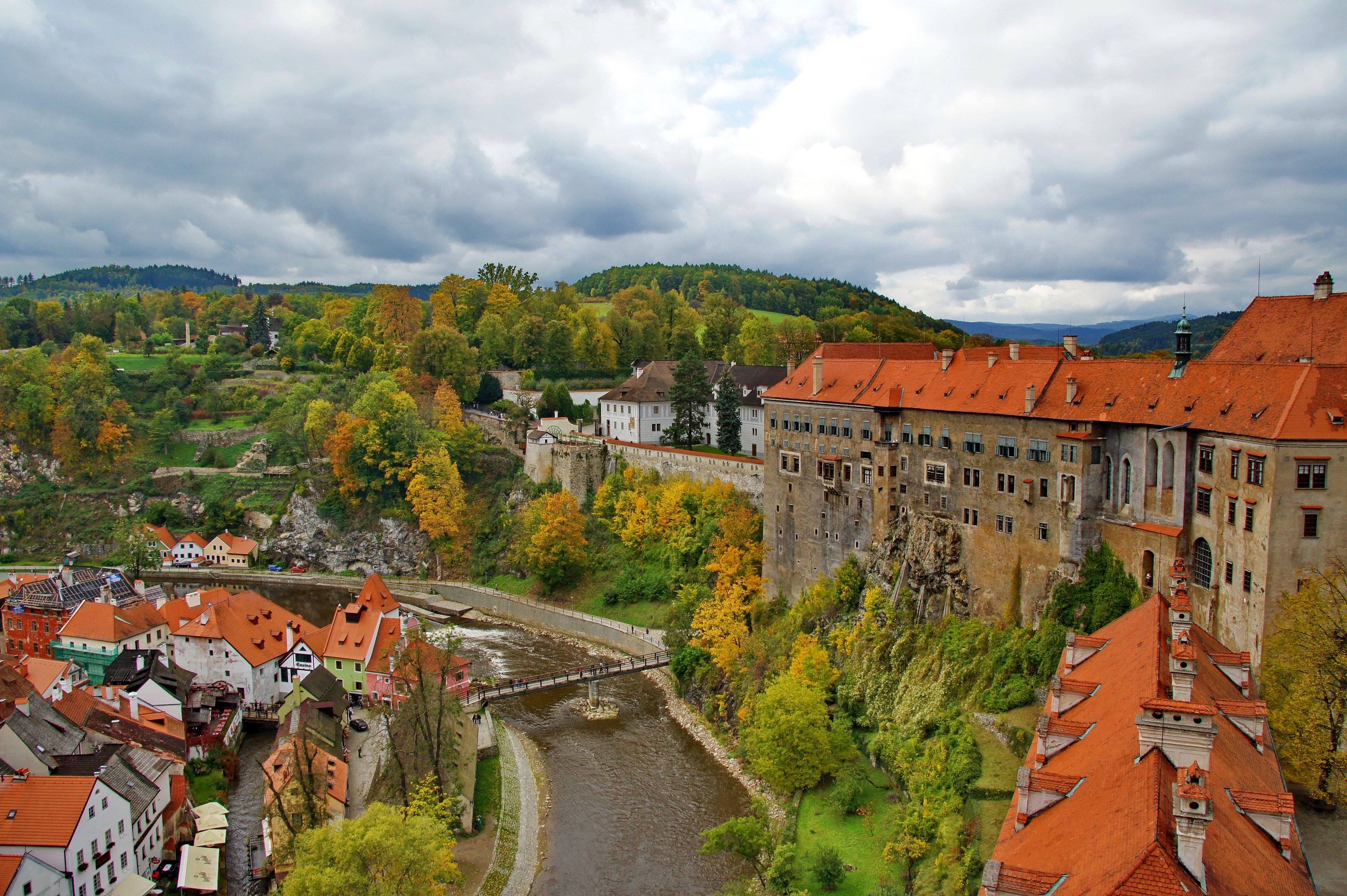 czech, Republic, Houses, River, Cities, Autumn Wallpaper
