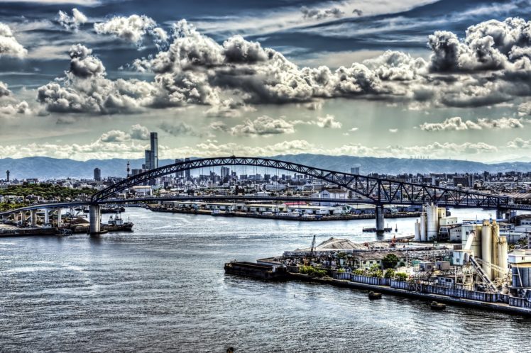 japan, Bridge, Hdr, Clouds, Cities HD Wallpaper Desktop Background