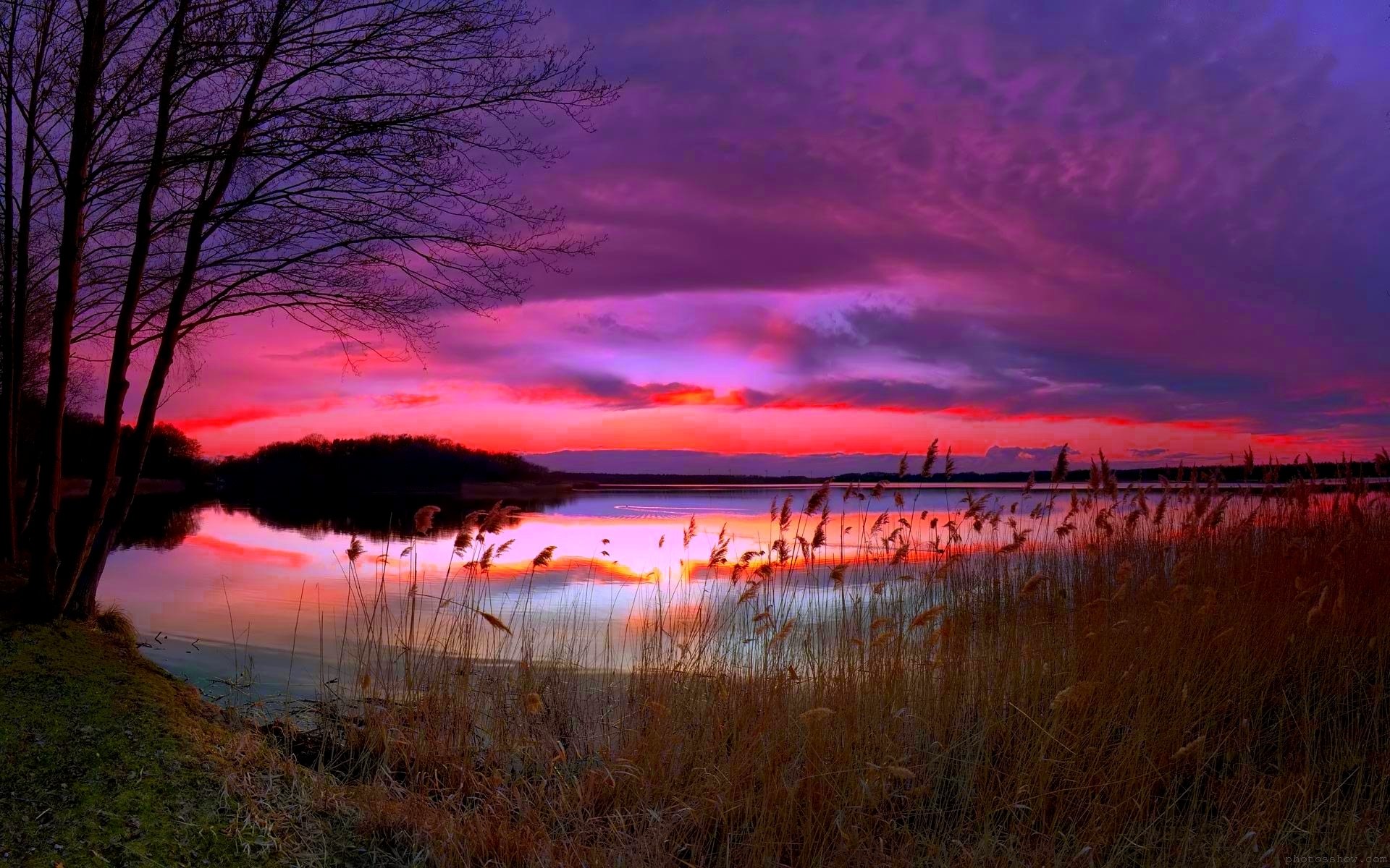 lake, Evening, Sunset, Nature, Reflection Wallpaper