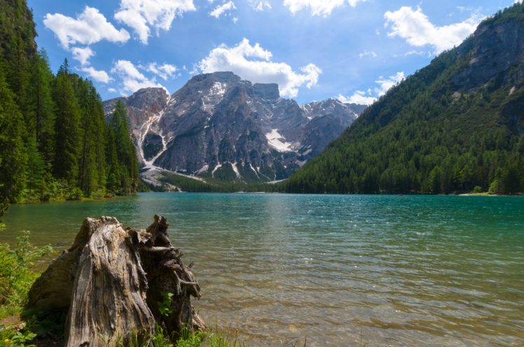 lake, Braies, Mountains, Forest, Landscape, Italy HD Wallpaper Desktop Background