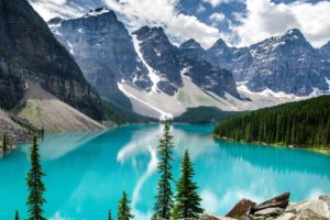 lake, Mountains, Trees, Landscape, Lake, Moraine, Canada, Alberta, Banff, National, Park, Reflection, Ff