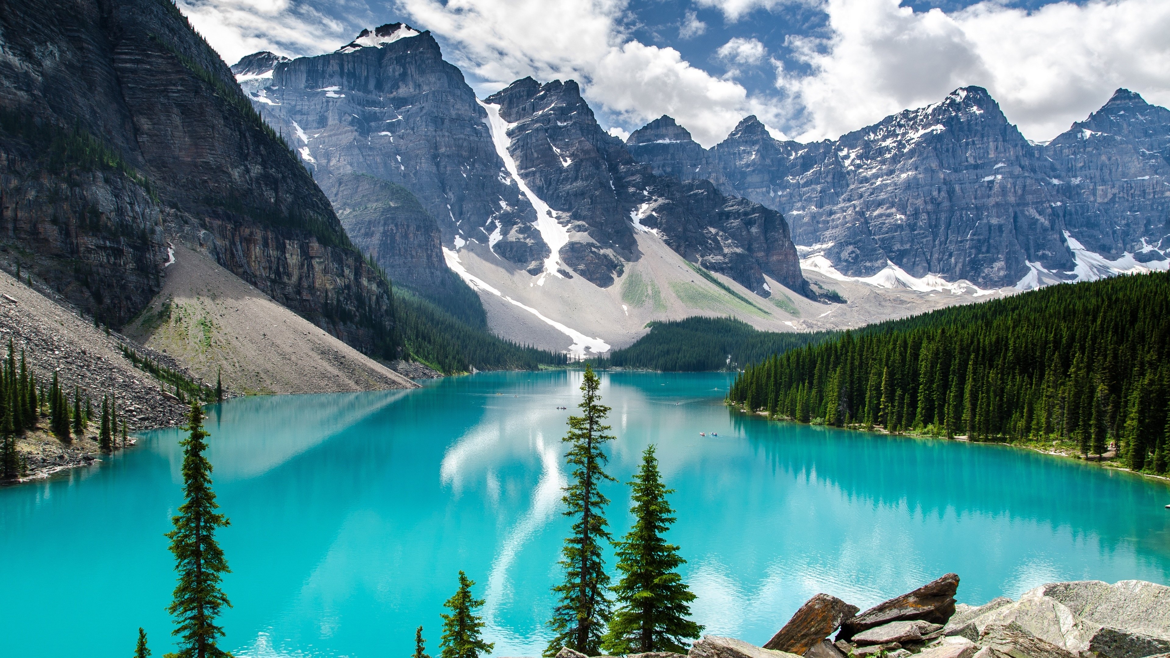 lake, Mountains, Trees, Landscape, Lake, Moraine, Canada, Alberta, Banff, National, Park, Reflection, Ff Wallpaper