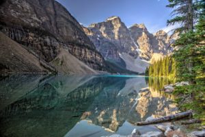 lake, Mountains, Trees, Landscape, Lake, Moraine, Canada, Alberta, Banff, National, Park, Reflection