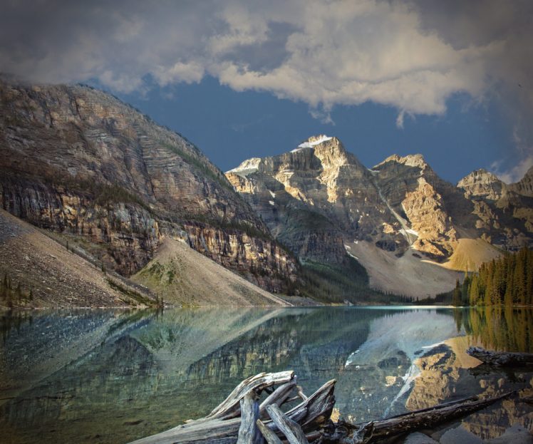 lake, Mountains, Trees, Landscape, Lake, Moraine, Canada, Alberta, Banff, National, Park, Reflection HD Wallpaper Desktop Background