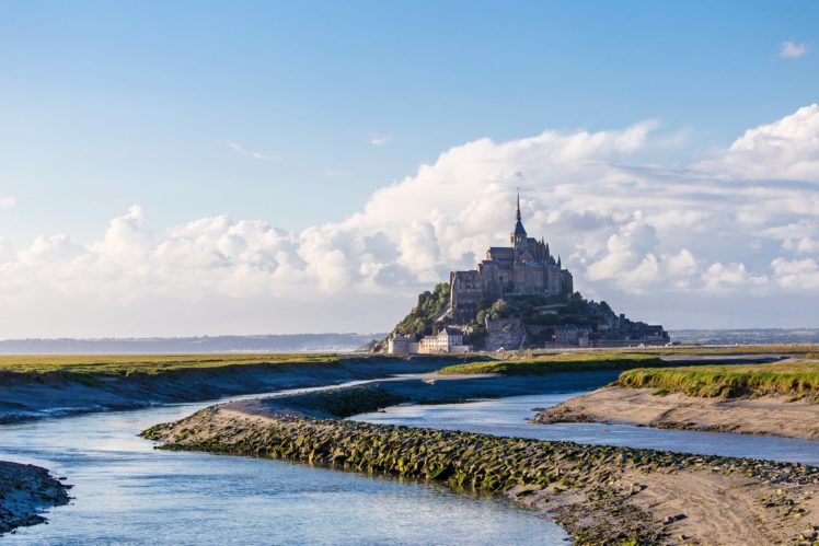 mont, Saint michel, France, Castle, Sky, Clouds, Sea, Landscape, Nature, City HD Wallpaper Desktop Background