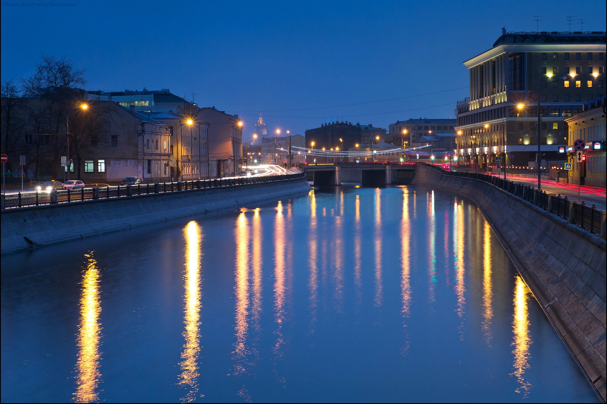 moscow, Russia, Houses, River, Night, Street, Lights, Canal, Cities, Reflection Wallpaper