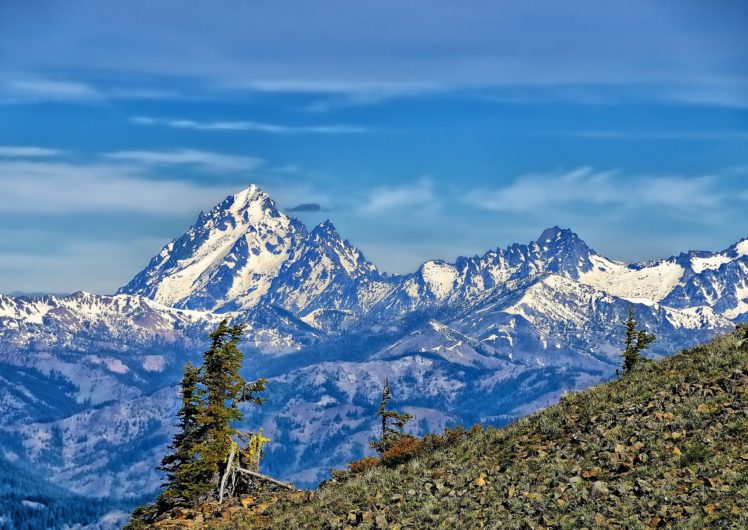 mount, Stuart, Washington, Mountains, Slope, Trees, Peaks HD Wallpaper Desktop Background