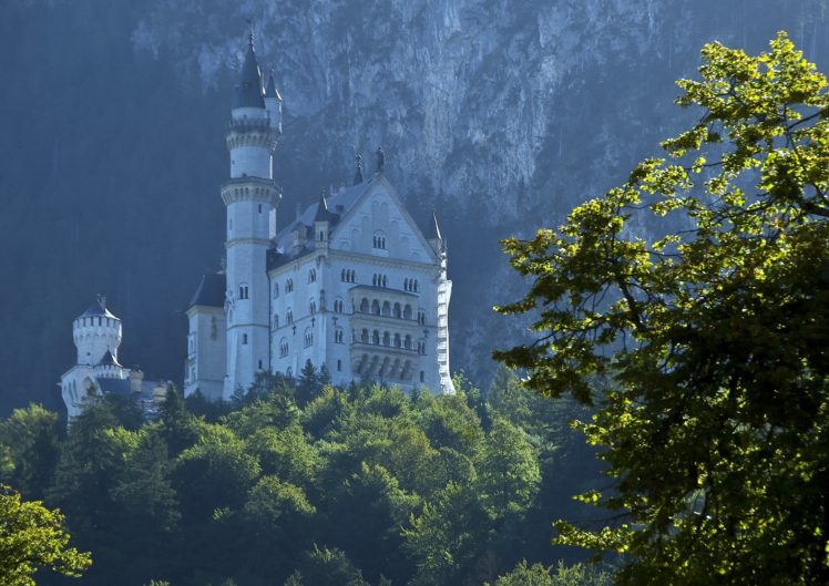 neuschwanstein, Castle, Bavaria, Germany, Castle, Forest, Trees HD Wallpaper Desktop Background