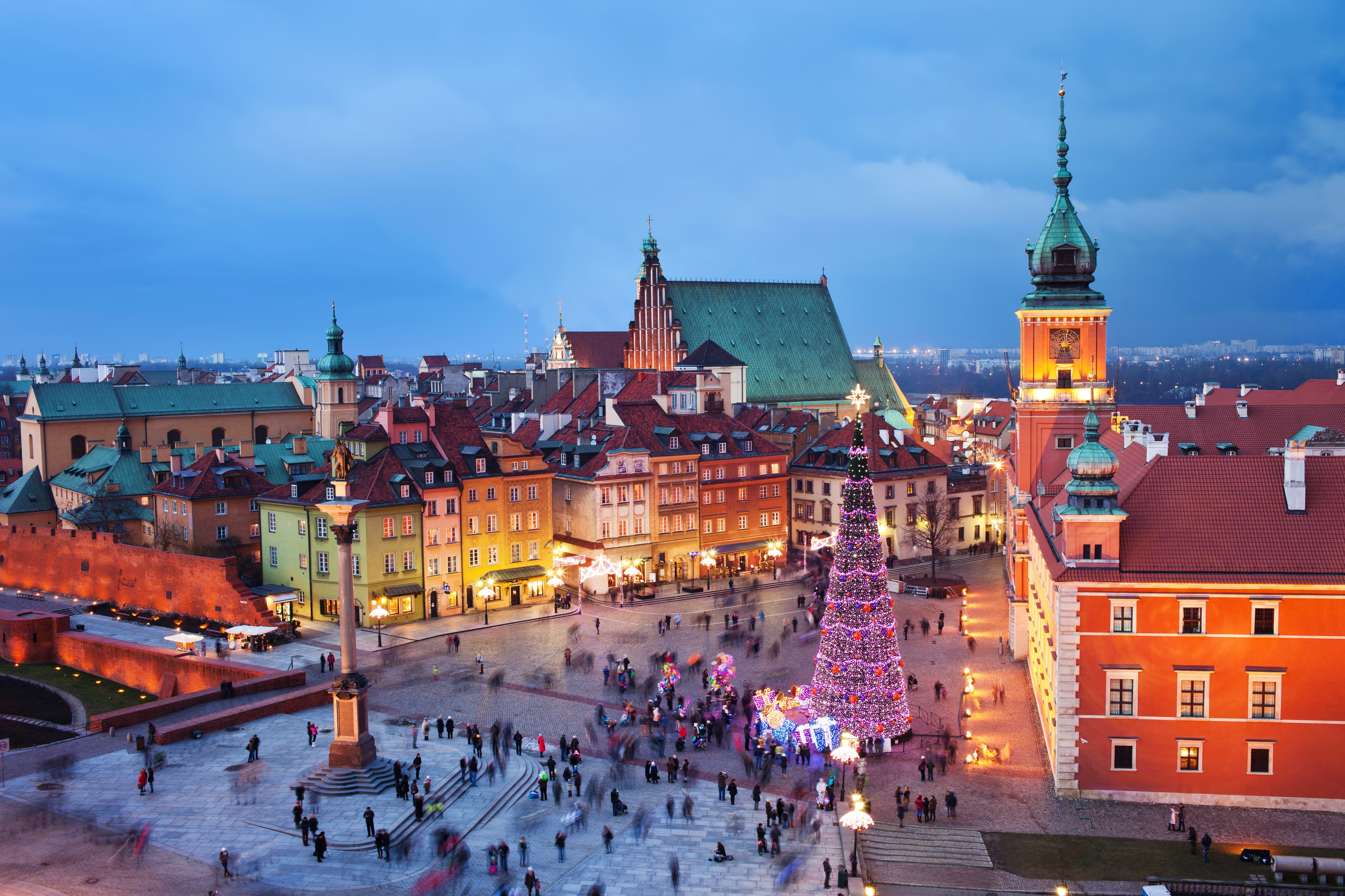 poland, Houses, Christmas, Warsaw, Christmas, Tree, Cities, People, Crowd Wallpaper