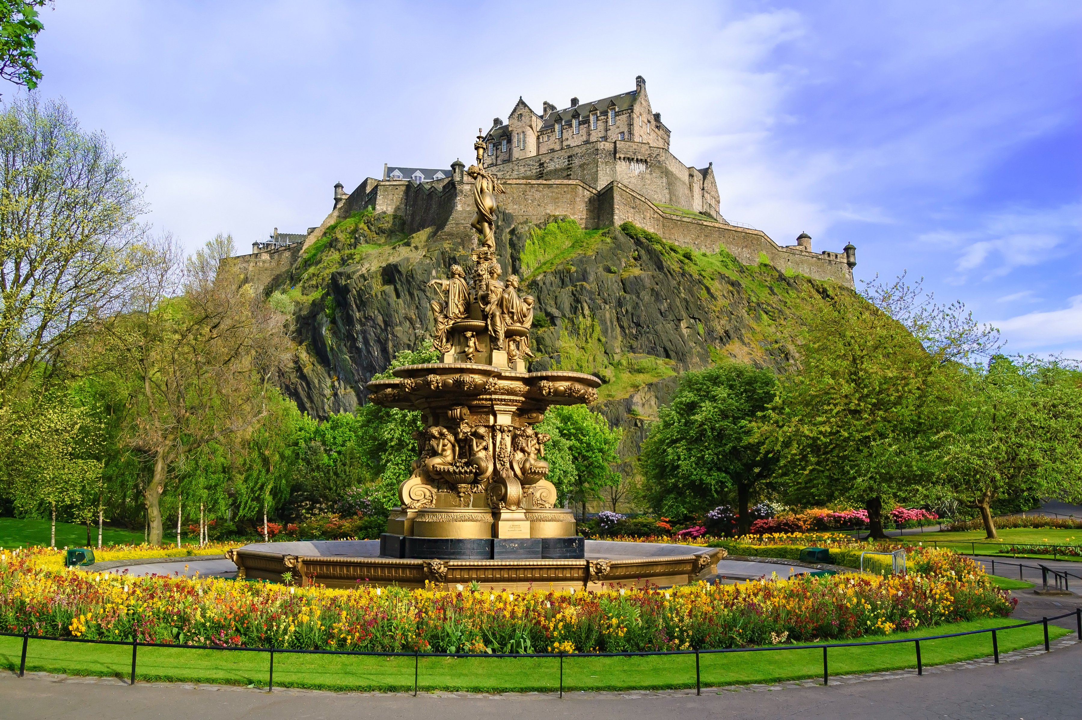 scotland, Castle, Fountain, Edinburgh, Ross, Fountain, Cities, Statue Wallpaper