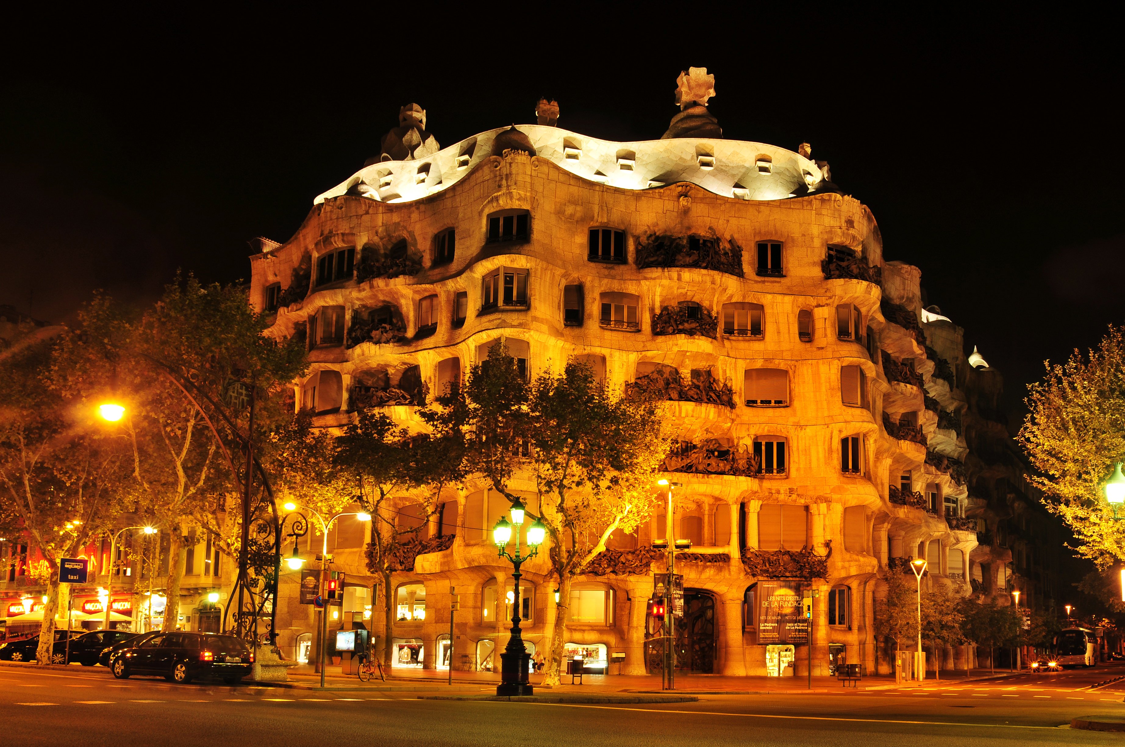 spain, Houses, Street, Night, Street, Lights, Barcelona, Cities Wallpaper