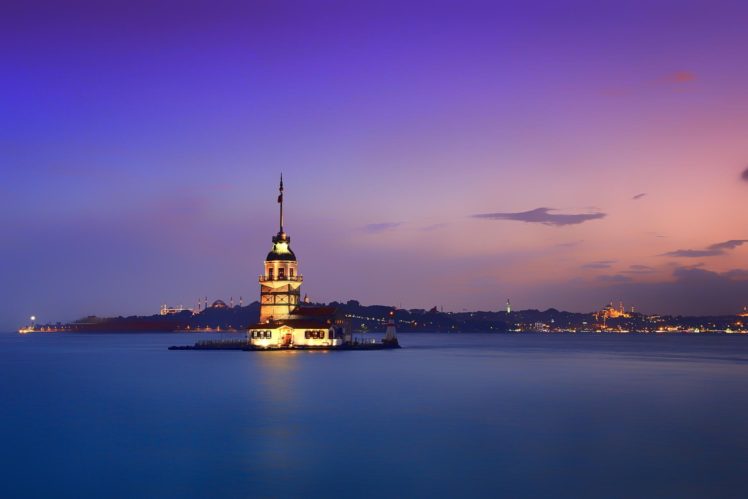 sultanahmet, City, Istanbul, Sunrise, Sea, Island, Building, Maidenand039s, Tower, Shore, Coast, Lighthouse HD Wallpaper Desktop Background