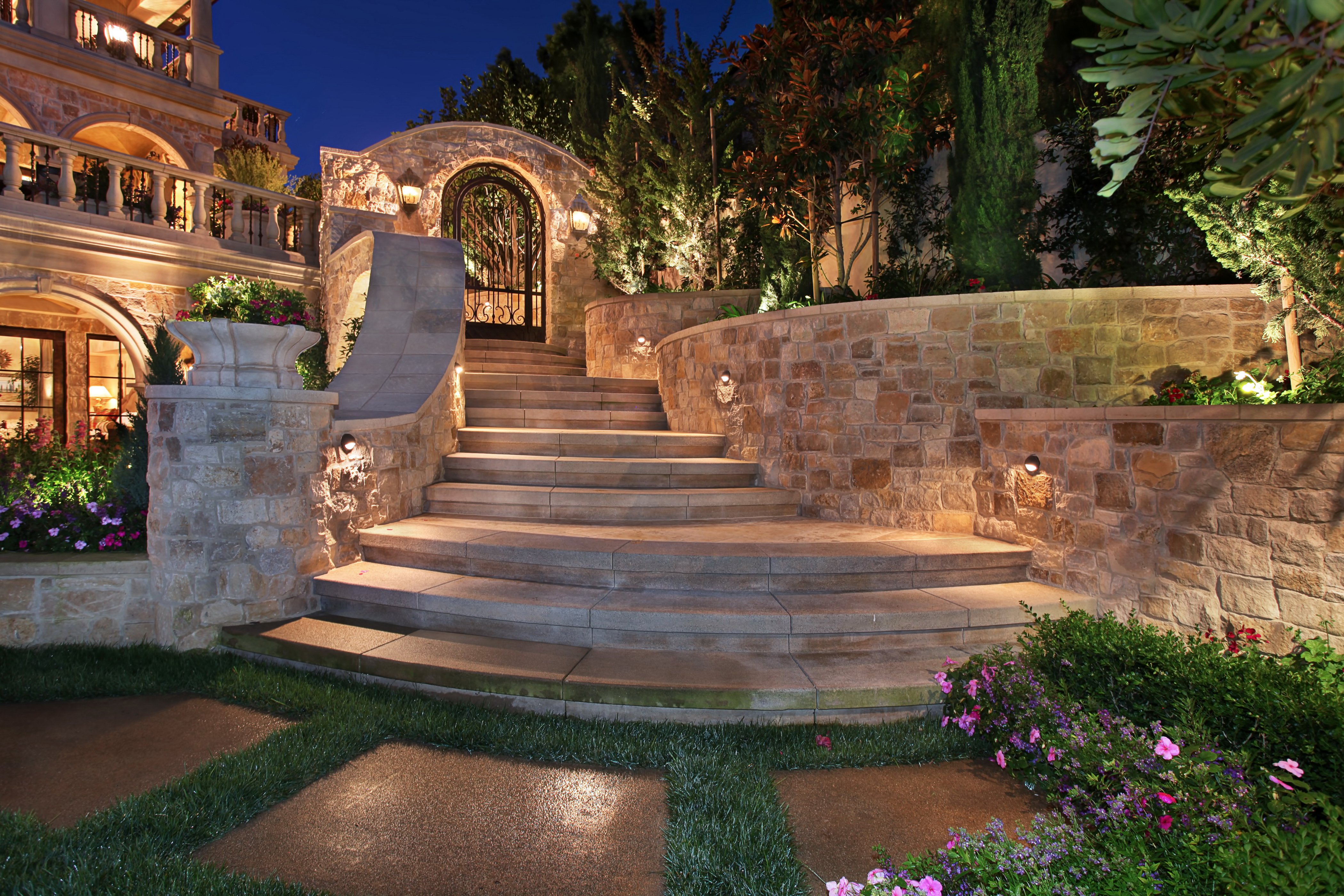 usa, Houses, Newport, Mansion, Stairs, Night, Street, Lights, House Wallpaper