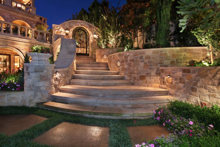 usa, Houses, Newport, Mansion, Stairs, Night, Street, Lights, House HD Wallpaper Desktop Background