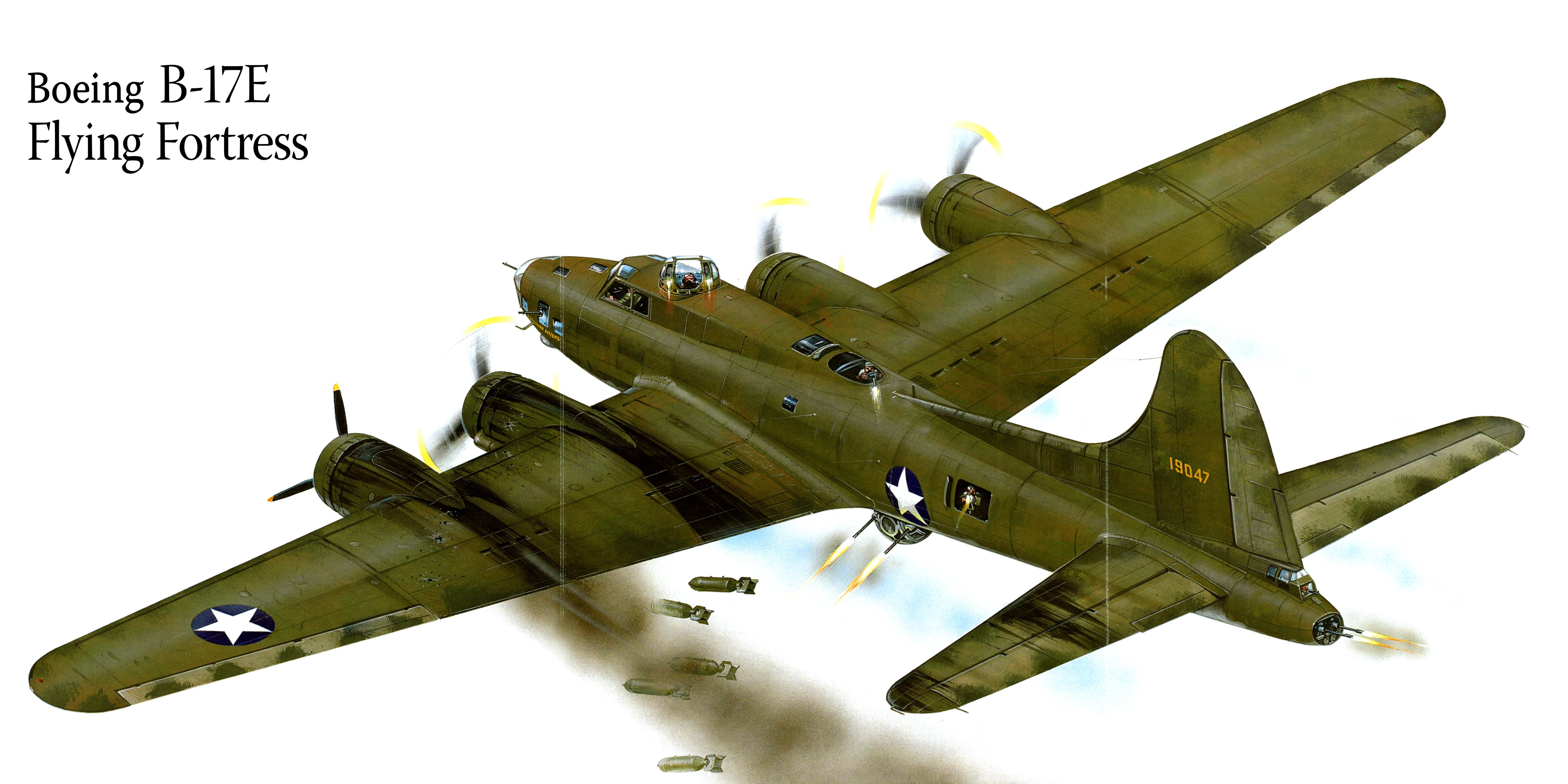 Boeing, B 17e, Flying, Fortress, Military, War, Art, Painting, Airplane ...