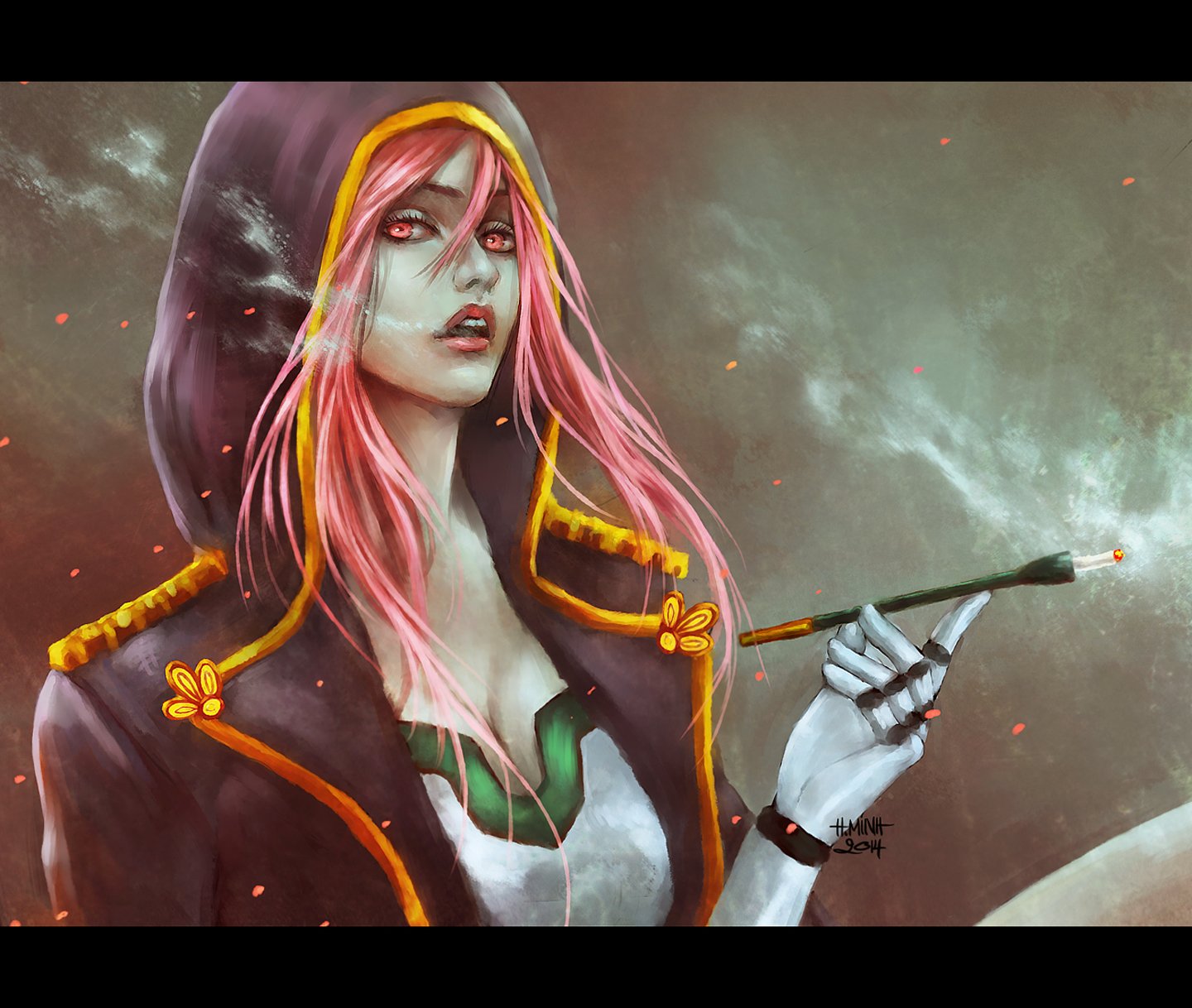 pink, Hair, Long, Pink, Eyes, Smoking Wallpaper